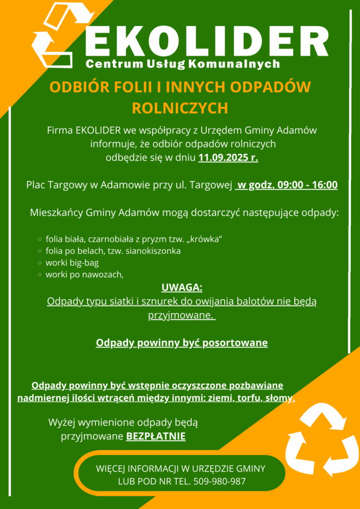 Miniaturka wpisu Odbiór folii i innych odpadów rolniczych!