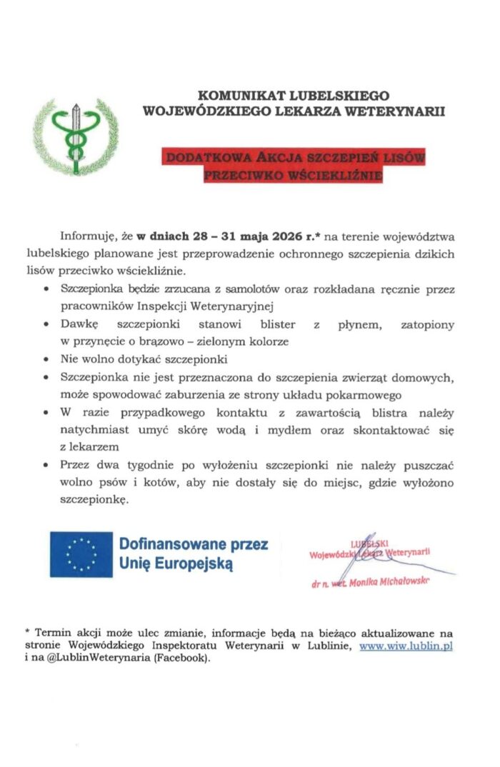 Miniaturka wpisu Akcja szczepienia lisów przeciwko wściekliźnie